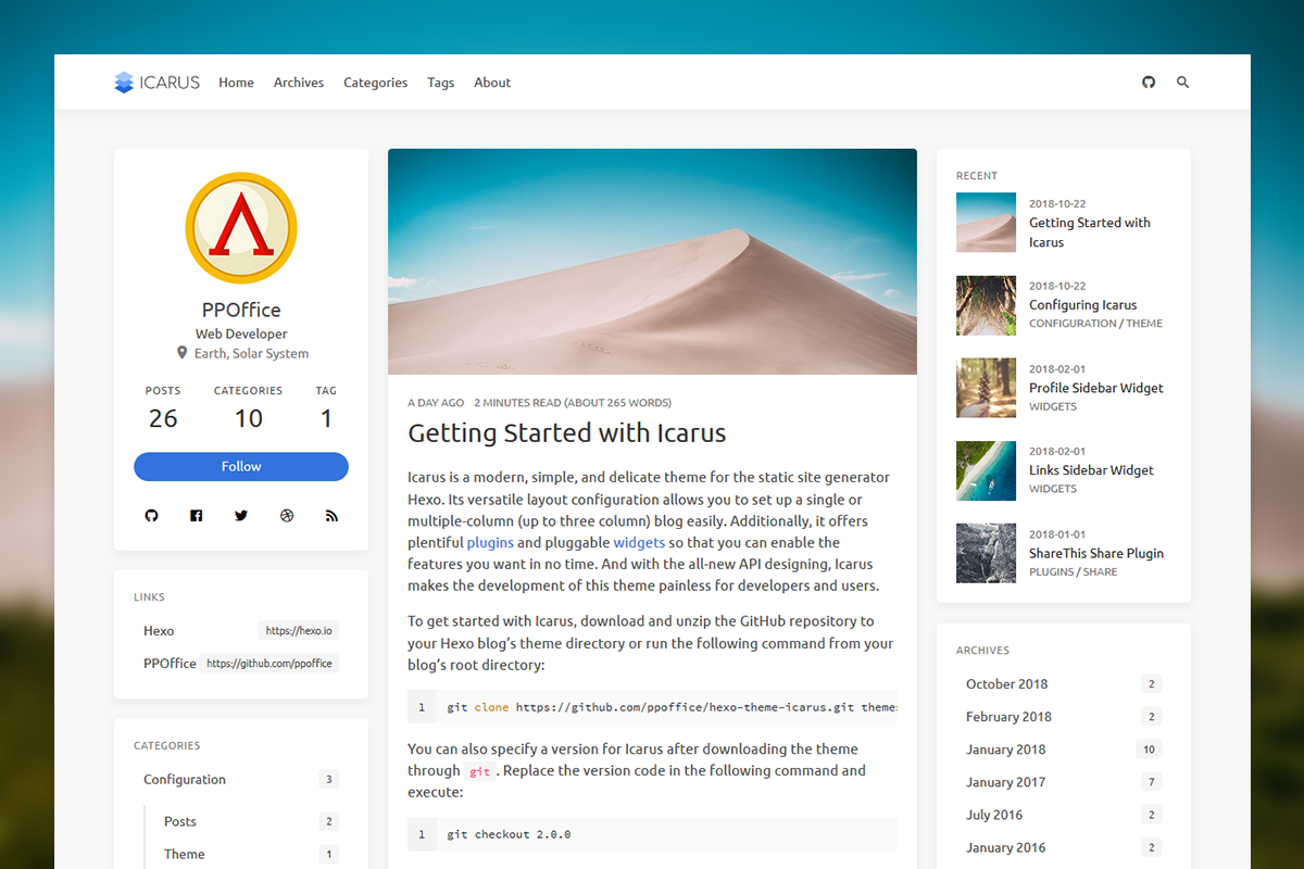 hexo-theme-icarus